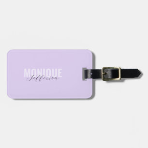 Étiquette À Bagage Monogramme moderne Lilac Lavender Nom Script