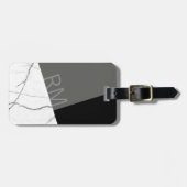 Étiquette À Bagage Monogramme Moderne Marbre Anglais Initiales Coussi (Devant horizontal)