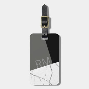 Étiquette À Bagage Monogramme Moderne Marbre Anglais Initiales Coussi