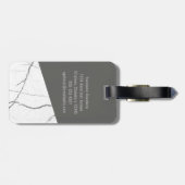 Étiquette À Bagage Monogramme Moderne Marbre Anglais Initiales Coussi (Dos horizontal)