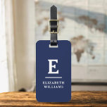 Étiquette À Bagage Monogramme moderne minimaliste bleu marine<br><div class="desc">Améliorez votre expérience de voyage avec notre étiquette de bagages Monogramme minimaliste classique élégant et moderne. Cet accessoire méticuleusement conçu allie élégance intemporelle et minimalisme contemporain, assurant à vos bagages un caractère sophistiqué. Réalisée avec précision et attention au détail, cette étiquette à bagages est plus qu'un simple article pratique, c'est...</div>