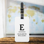 Étiquette À Bagage Monogramme moderne minimaliste noir blanc<br><div class="desc">Améliorez votre expérience de voyage avec notre étiquette de bagages Monogramme minimaliste classique élégant et moderne. Cet accessoire méticuleusement conçu allie élégance intemporelle et minimalisme contemporain, assurant à vos bagages un caractère sophistiqué. Réalisée avec précision et attention au détail, cette étiquette à bagages est plus qu'un simple article pratique, c'est...</div>