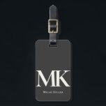 Étiquette À Bagage Monogramme moderne minimaliste noir et blanc<br><div class="desc">Faites une déclaration audacieuse avec cette étiquette unique et minimaliste monogramme en noir et blanc avec typographie crue pour un look moderne et professionnel.</div>