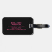 Étiquette À Bagage Monogramme moderne minimaliste rose chaud (Dos horizontal)