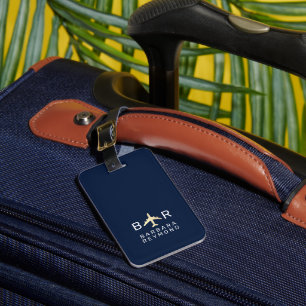 Étiquette À Bagage Monogramme moderne minimaliste Voyage d'avion