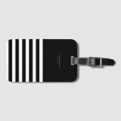 Étiquette À Bagage Monogramme moderne noir blanc rayures (Devant Horizontal)