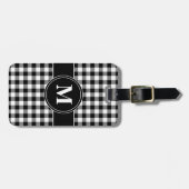 Étiquette À Bagage Monogramme Moderne Noir Et Blanc (Devant horizontal)