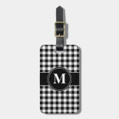 Étiquette À Bagage Monogramme Moderne Noir Et Blanc (Devant Vertical)