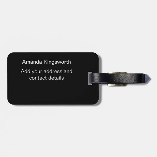 Étiquette À Bagage monogramme moderne noir et blanc (Dos horizontal)