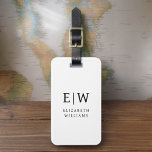 Étiquette À Bagage Monogramme moderne noir et blanc minimaliste<br><div class="desc">Améliorez votre expérience de voyage avec notre étiquette de bagages Monogramme minimaliste classique élégant et moderne. Cet accessoire méticuleusement conçu allie élégance intemporelle et minimalisme contemporain, assurant à vos bagages un caractère sophistiqué. Réalisée avec précision et attention au détail, cette étiquette à bagages est plus qu'un simple article pratique, c'est...</div>
