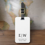 Étiquette À Bagage Monogramme moderne noir et blanc minimaliste<br><div class="desc">Améliorez votre expérience de voyage avec notre étiquette de bagages Monogramme minimaliste classique élégant et moderne. Cet accessoire méticuleusement conçu allie élégance intemporelle et minimalisme contemporain, assurant à vos bagages un caractère sophistiqué. Réalisée avec précision et attention au détail, cette étiquette à bagages est plus qu'un simple article pratique, c'est...</div>