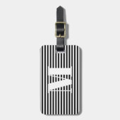 Étiquette À Bagage monogramme moderne noir rayures blanches personnal (Devant Vertical)