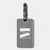 Étiquette À Bagage monogramme moderne noir rayures blanches personnal (Dos Vertical)