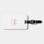 Étiquette À Bagage Monogramme moderne Nom Blanc Blush Rose Simple (Devant horizontal)