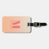 Étiquette À Bagage Monogramme moderne Nom initial Peach Gradient (Devant horizontal)