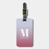 Étiquette À Bagage Monogramme moderne Nom initial Pink Blue Gradient (Devant Vertical)