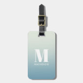 Étiquette À Bagage Monogramme moderne Nom initial Turquoise Aqua Grad (Devant Vertical)
