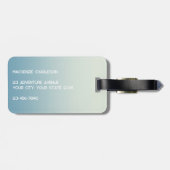 Étiquette À Bagage Monogramme moderne Nom initial Turquoise Aqua Grad (Dos horizontal)