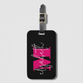 Étiquette À Bagage Monogramme moderne Nom personnalisé (Devant Vertical)