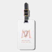 Étiquette À Bagage Monogramme moderne Nom Rose blanche Or simple (Devant Vertical)