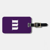 Étiquette À Bagage Monogramme moderne Plum initial violet (Devant horizontal)