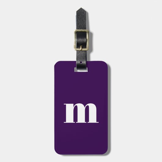Étiquette À Bagage Monogramme moderne Plum initial violet (Devant Vertical)