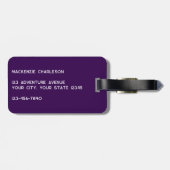 Étiquette À Bagage Monogramme moderne Plum initial violet (Dos horizontal)