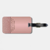 Étiquette À Bagage Monogramme Moderne Rose Gold Parties scintillant F (Dos horizontal)