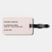 Étiquette À Bagage Monogramme moderne rose initial (Dos horizontal)