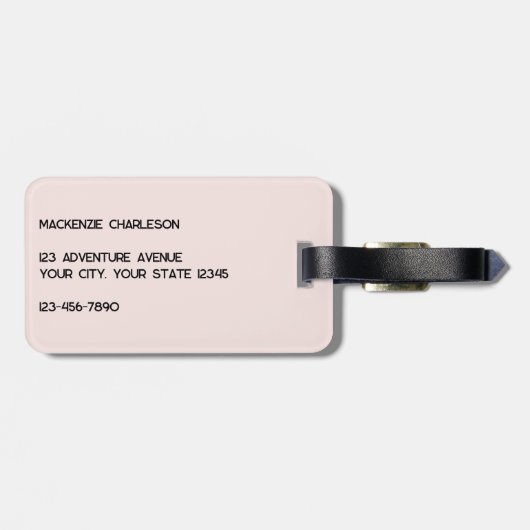 Étiquette À Bagage Monogramme moderne rose initial (Dos horizontal)