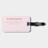 Étiquette À Bagage monogramme moderne rose pâle (Dos horizontal)