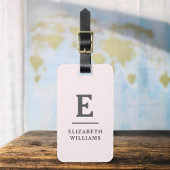 Étiquette À Bagage Monogramme moderne rose pâle