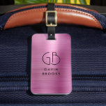 Étiquette À Bagage Monogramme moderne rose pâle brossé Fille métal<br><div class="desc">Élégant Monogramme moderne Monogramme Blush Pink brossé Métal Bag</div>