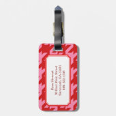 Étiquette À Bagage monogramme moderne rouge et rose (Dos Vertical)