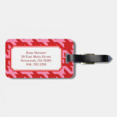 Étiquette À Bagage monogramme moderne rouge et rose (Dos horizontal)