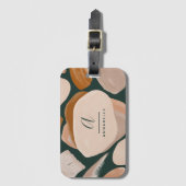 Étiquette À Bagage Monogramme moderne rouille vert abstrait chic chic (Devant Vertical)