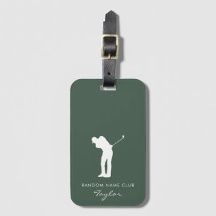 Étiquette À Bagage Monogramme Moderne Vert Sauge Nom du Club Personna