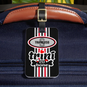 Étiquette À Bagage Monogramme modifiable Trini initial à de Bone