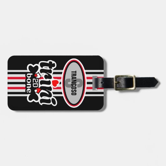 Étiquette À Bagage Monogramme modifiable Trini initial à de Bone (Devant horizontal)