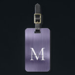Étiquette À Bagage Monogramme Monogramme de script métallique brossé<br><div class="desc">Étiquette en métal brossé Monogramme mignon</div>