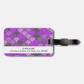 Étiquette À Bagage Monogramme Motif à échelles violet et mauve (Dos horizontal)