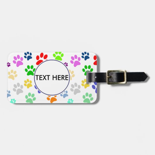 Étiquette À Bagage Monogramme Motif de pattes pour animaux de compagn (Devant horizontal)