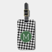 Étiquette À Bagage Monogramme Motif noir blanc vert (Devant Vertical)