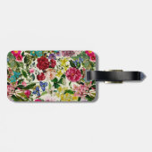 Étiquette À Bagage monogramme motif rose vintage (Dos horizontal)