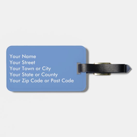 Étiquette À Bagage Monogramme Motif Snowdrop sur Poudre Bleu (Dos horizontal)