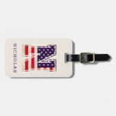 Étiquette À Bagage Monogramme N drapeau USA moderne (Devant horizontal)
