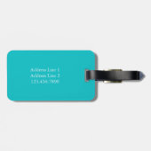 Étiquette À Bagage Monogramme nautique Turquoise (Dos horizontal)