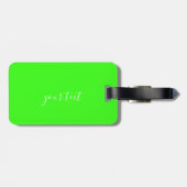 Étiquette À Bagage Monogramme Néon Fluorescent Vert (Dos horizontal)