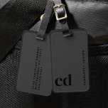 Étiquette À Bagage Monogramme noir<br><div class="desc">La balise de bagage moderne Black Monogram Professional est la balise de bagage personnalisée parfaite conçue pour le professionnel d'aujourd'hui. Ces étiquettes de bagage personnalisées font des cadeaux d'anniversaire réfléchis pour le petit ami et des cadeaux uniques pour les hommes. Ils sont également idéaux comme cadeaux de Noël pour copain...</div>