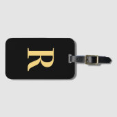 Étiquette À Bagage Monogramme noir (Devant Horizontal)